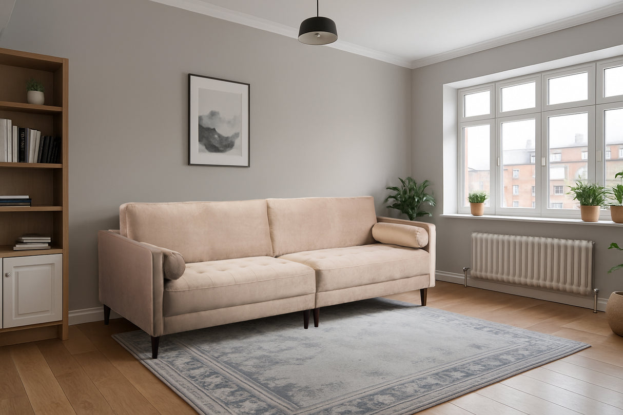 Brooklyn 4 Seat Sofa (available in Plush Velvet Silver, Green, Blue or Beige)