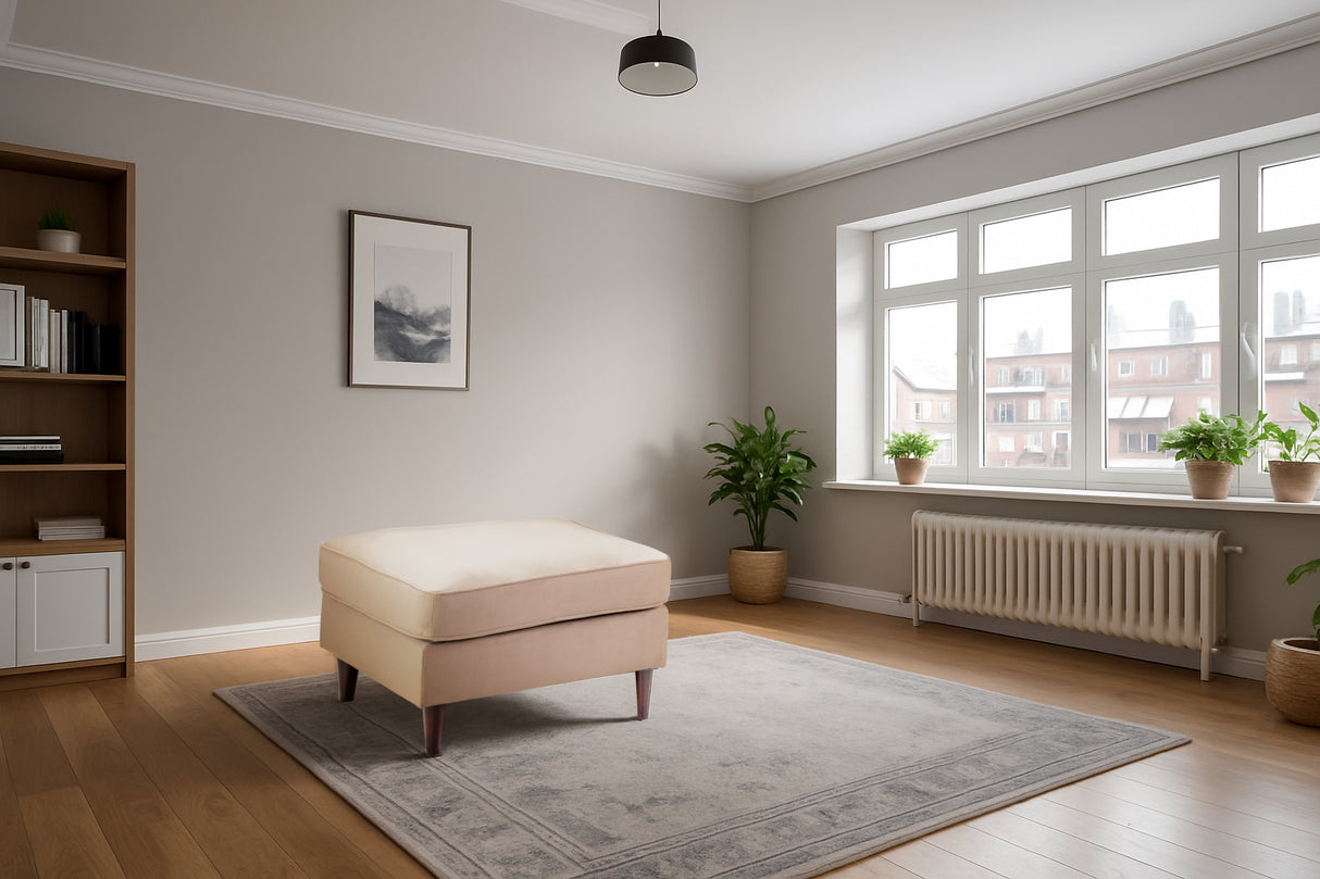 Brooklyn Footstool (available in Plush Velvet Silver, Green, Blue or Beige)