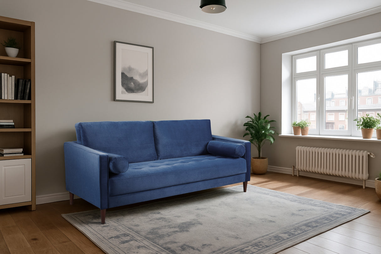 Brooklyn 3 Seat Sofa (available in Plush Velvet Silver, Green, Blue or Beige)