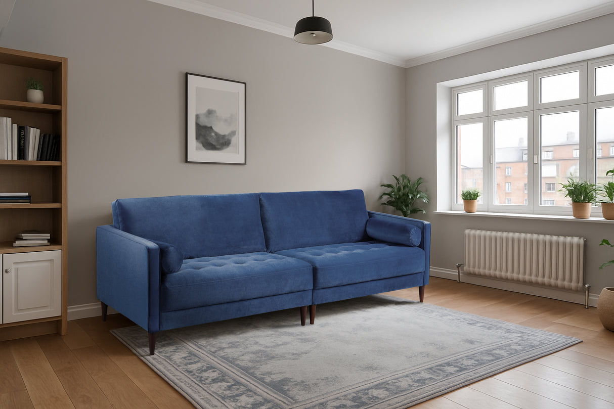 Brooklyn 4 Seat Sofa (available in Plush Velvet Silver, Green, Blue or Beige)