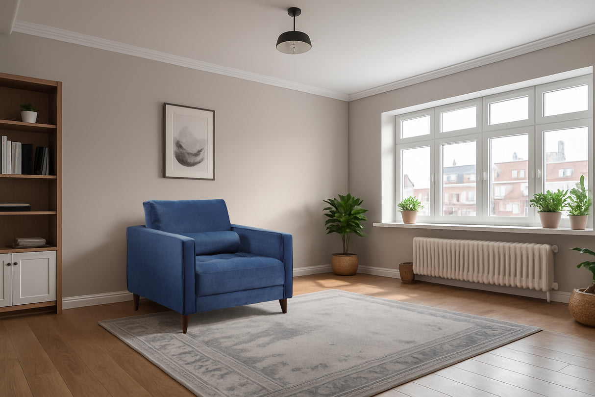 Brooklyn Armchair Sofa (available in Plush Velvet Silver, Green, Blue or Beige)