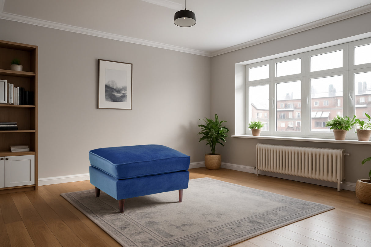 Brooklyn Footstool (available in Plush Velvet Silver, Green, Blue or Beige)