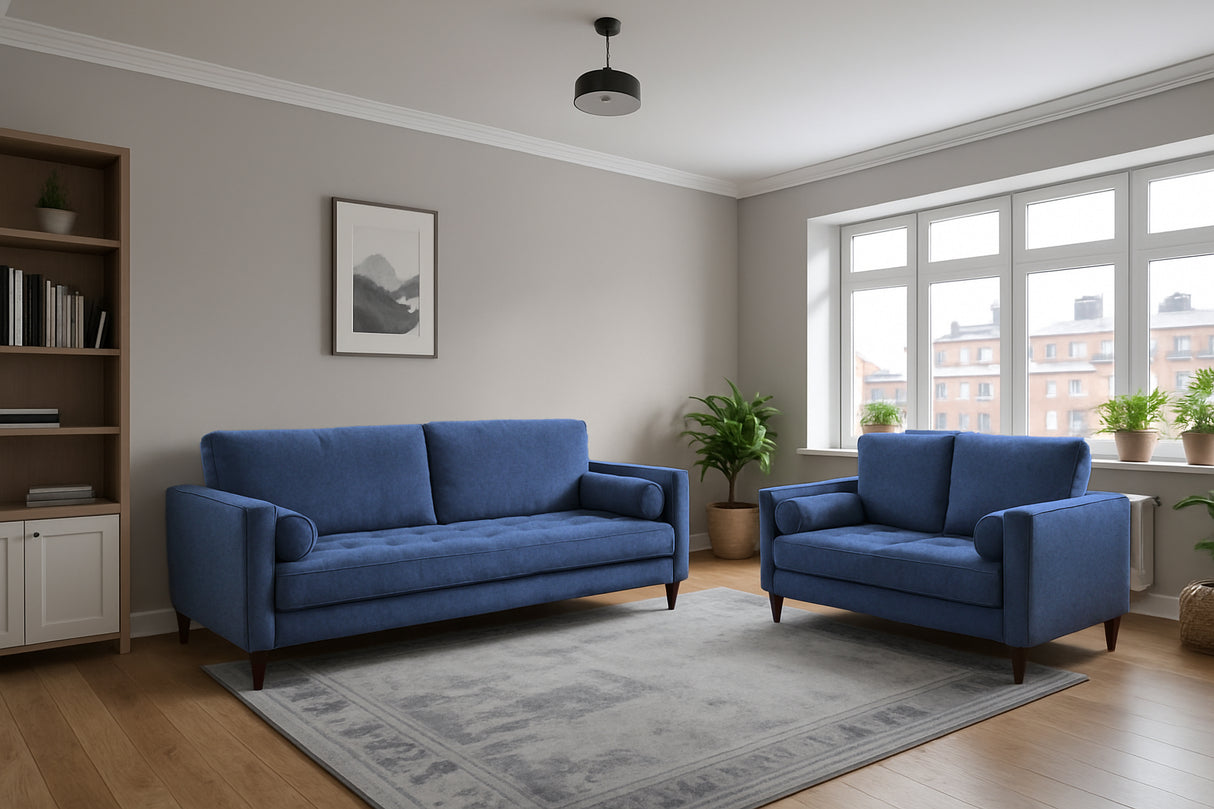 Brooklyn 3 and 2 Seat Sofa Bundle Deal (available in Plush Velvet Silver, Green, Blue or Beige)