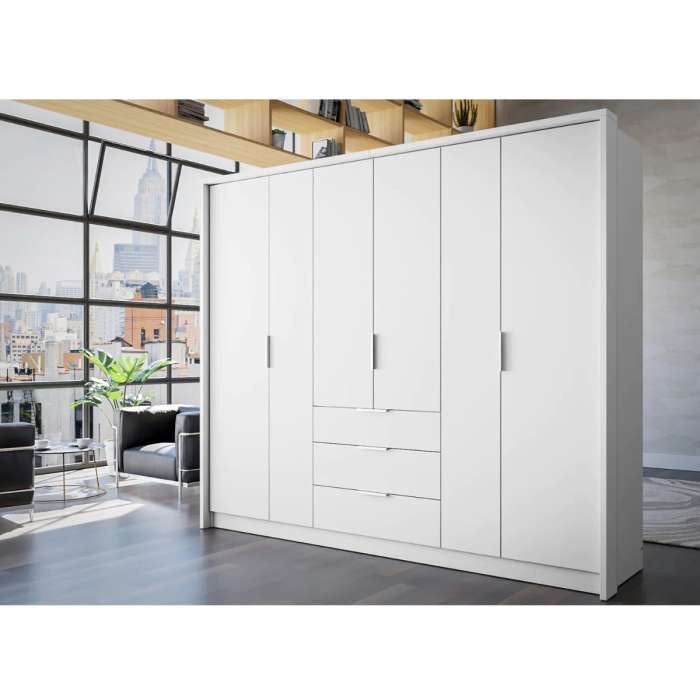 255cm New Jersey Hinged Door Wardrobe (Available in White or Grey)