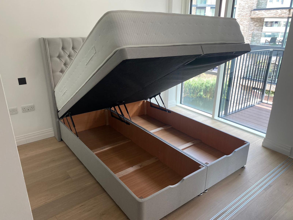 Balmoral Floor Standing Headboard With Ottoman Storage Divan Base