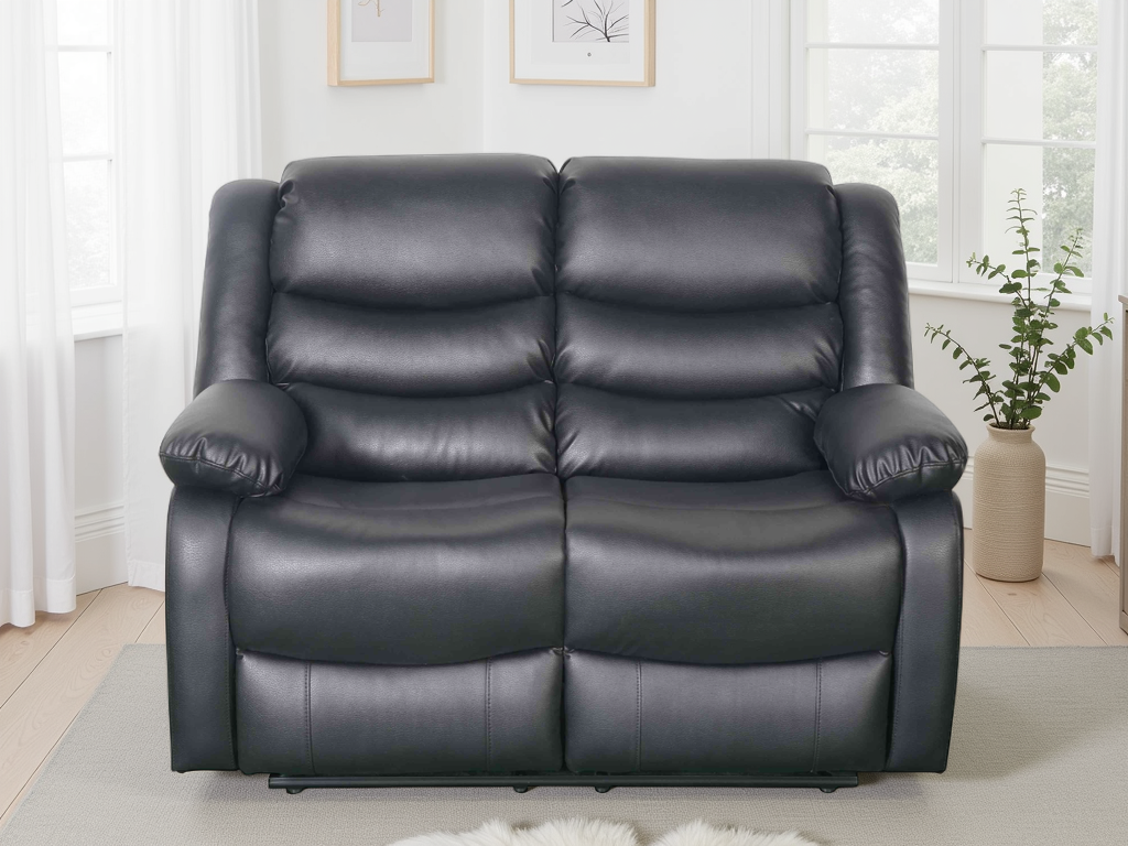 Lincoln 2 Seat Manual Recliner Sofa (Available in PU Black or PU Brown)