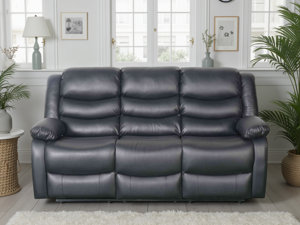 Lincoln 3 and 2 Seat Bundle Deal Manual Recliner Sofa (Available in PU Black or PU Brown)