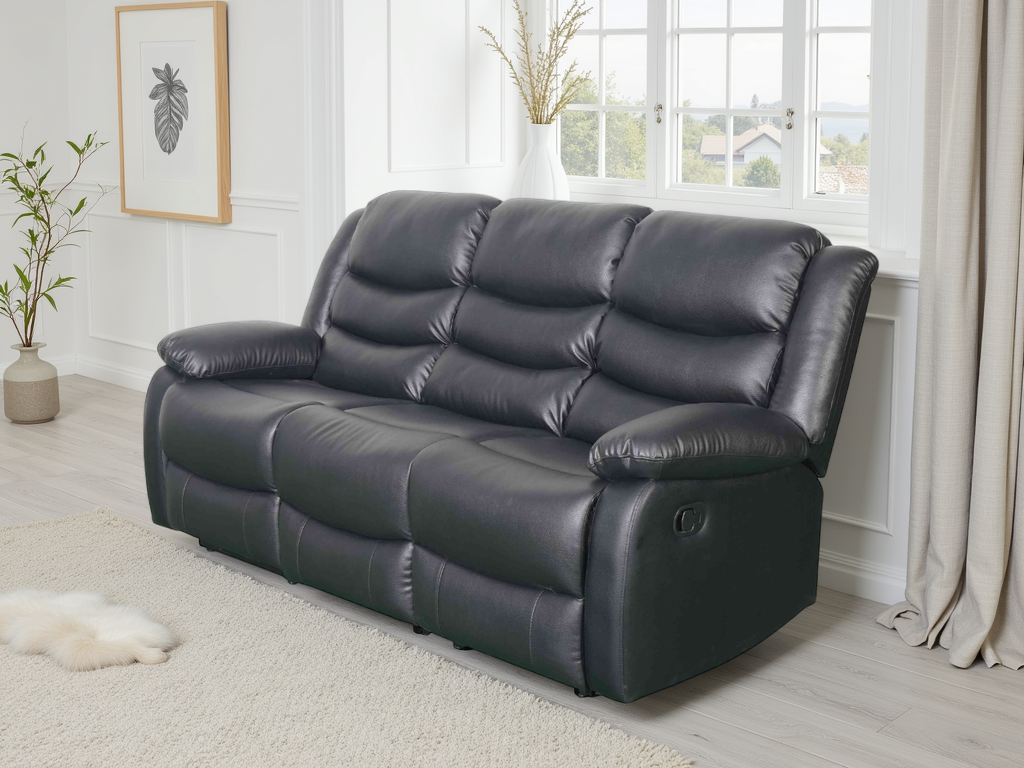 Lincoln 3 and 2 Seat Bundle Deal Manual Recliner Sofa (Available in PU Black or PU Brown)