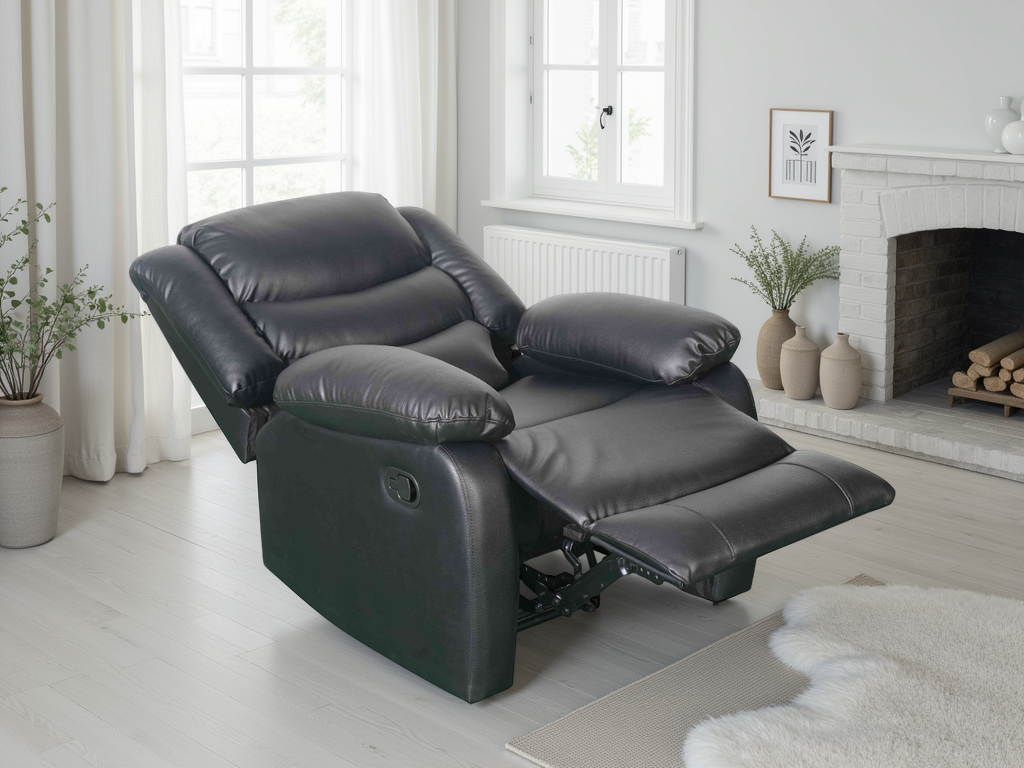 Lincoln Armchair Manual Recliner Sofa (Available in PU Black or PU Brown) (Copy)