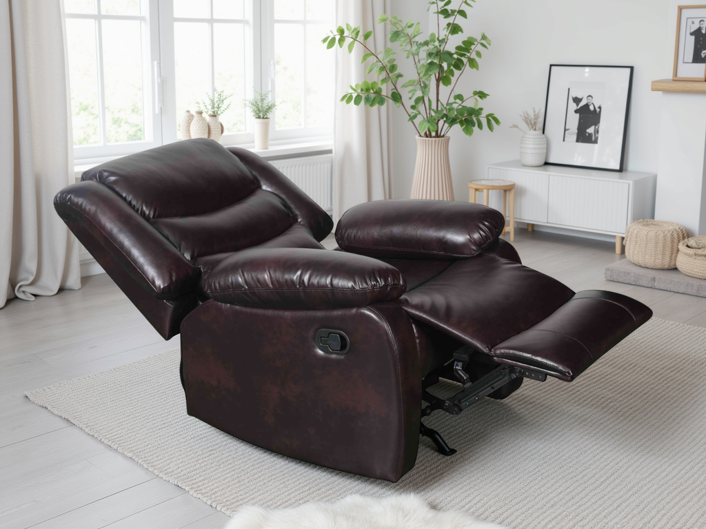 Lincoln Armchair Manual Recliner Sofa (Available in PU Black or PU Brown) (Copy)