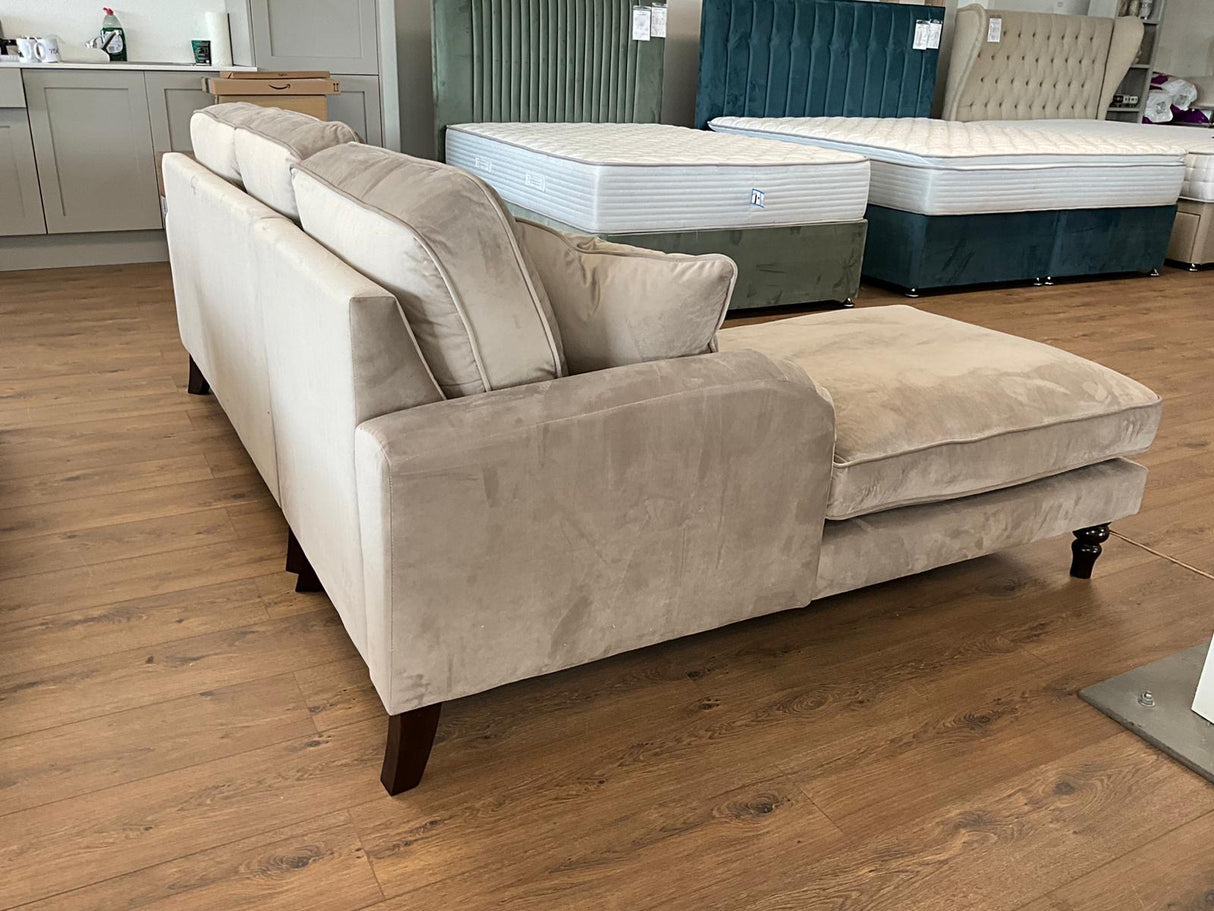 Rupert Chaise Corner Sofa in Plush Velvet Beige