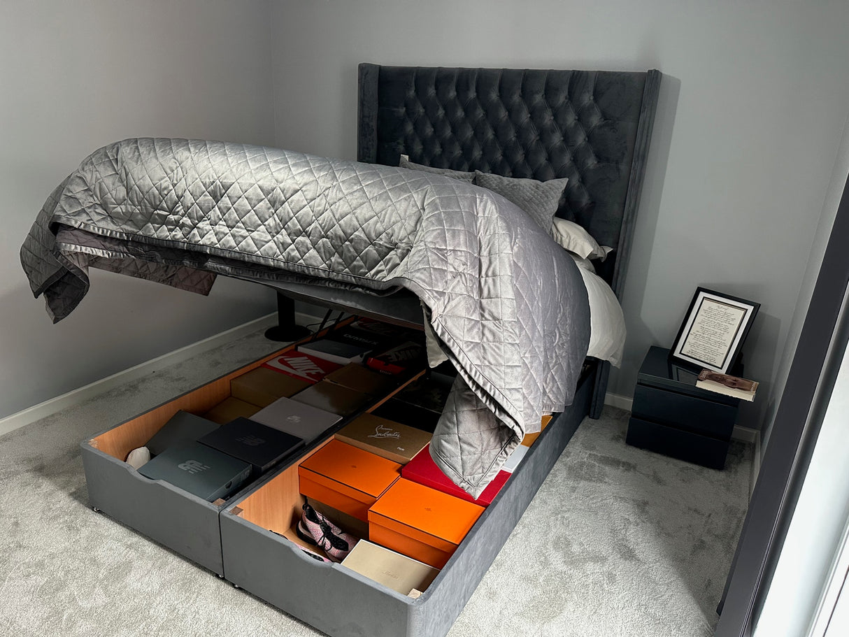 Balmoral Floor Standing Headboard With Ottoman Storage Divan Base