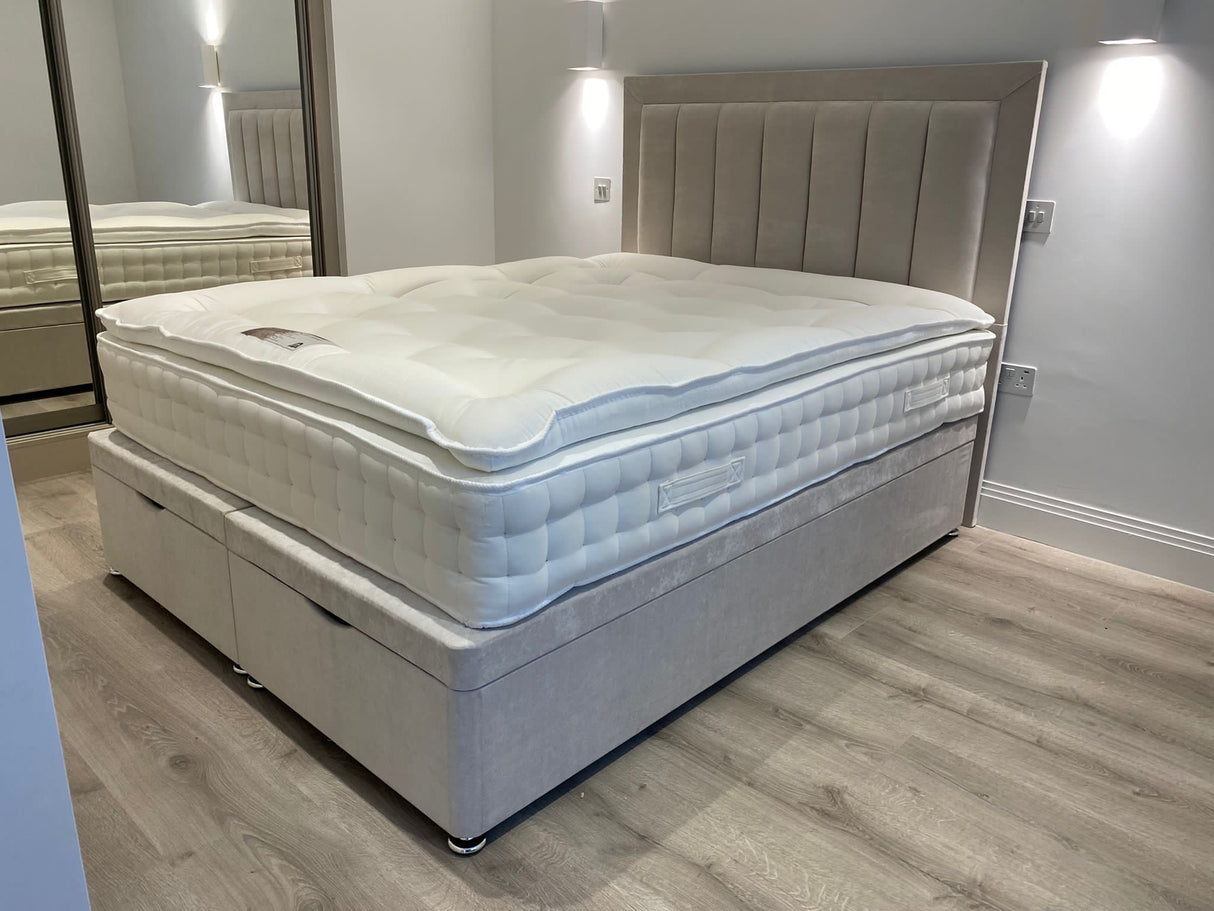 Leah Floor Standing Headboard With Ottoman Storage Divan Base