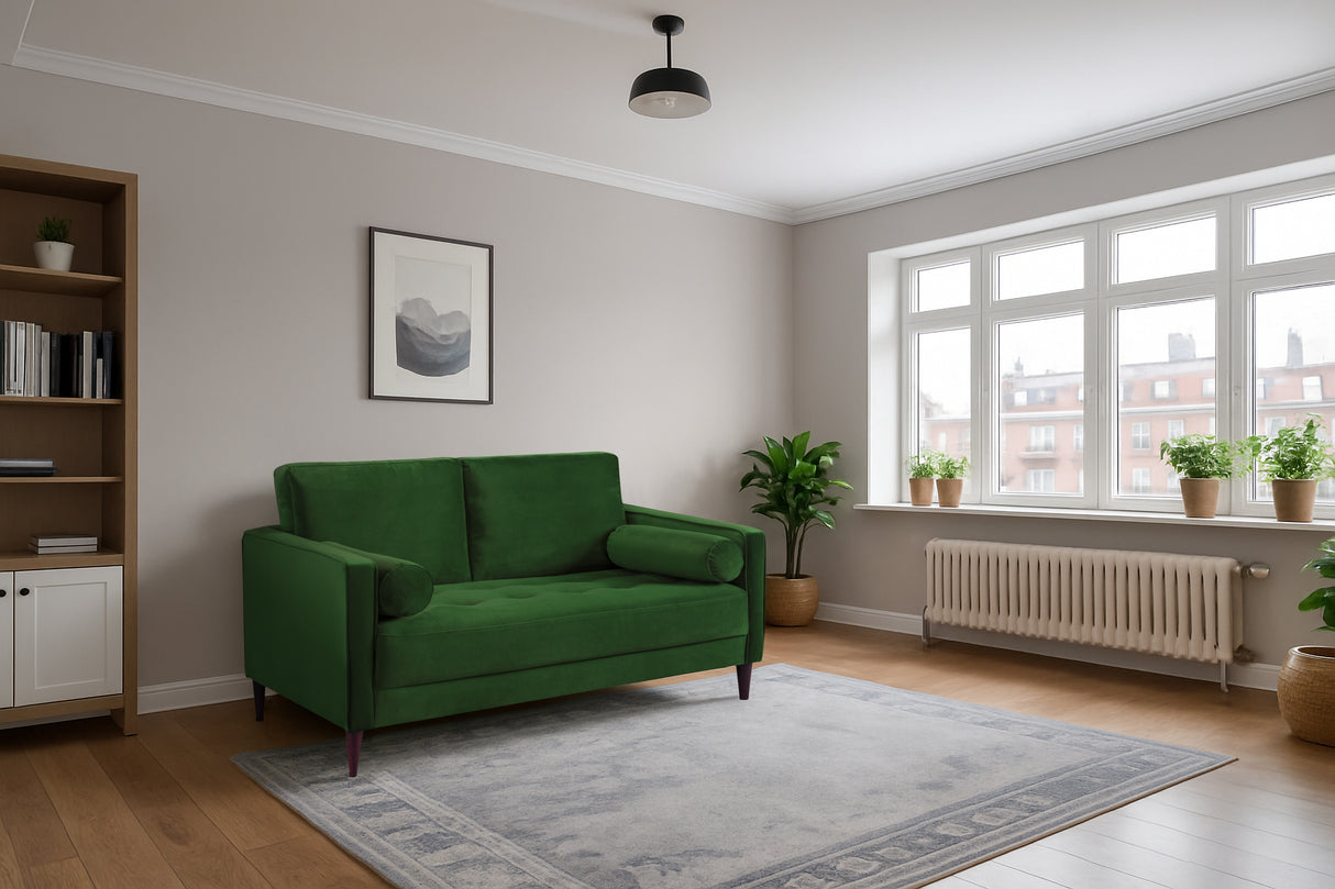 Brooklyn 2 Seat Sofa (available in Plush Velvet Silver, Green, Blue or Beige)