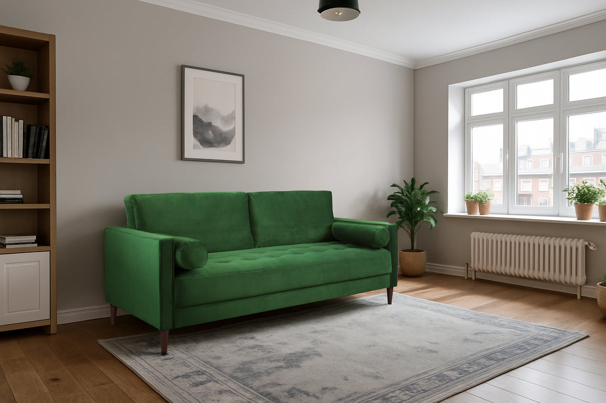 Brooklyn 3 Seat Sofa (available in Plush Velvet Silver, Green, Blue or Beige)