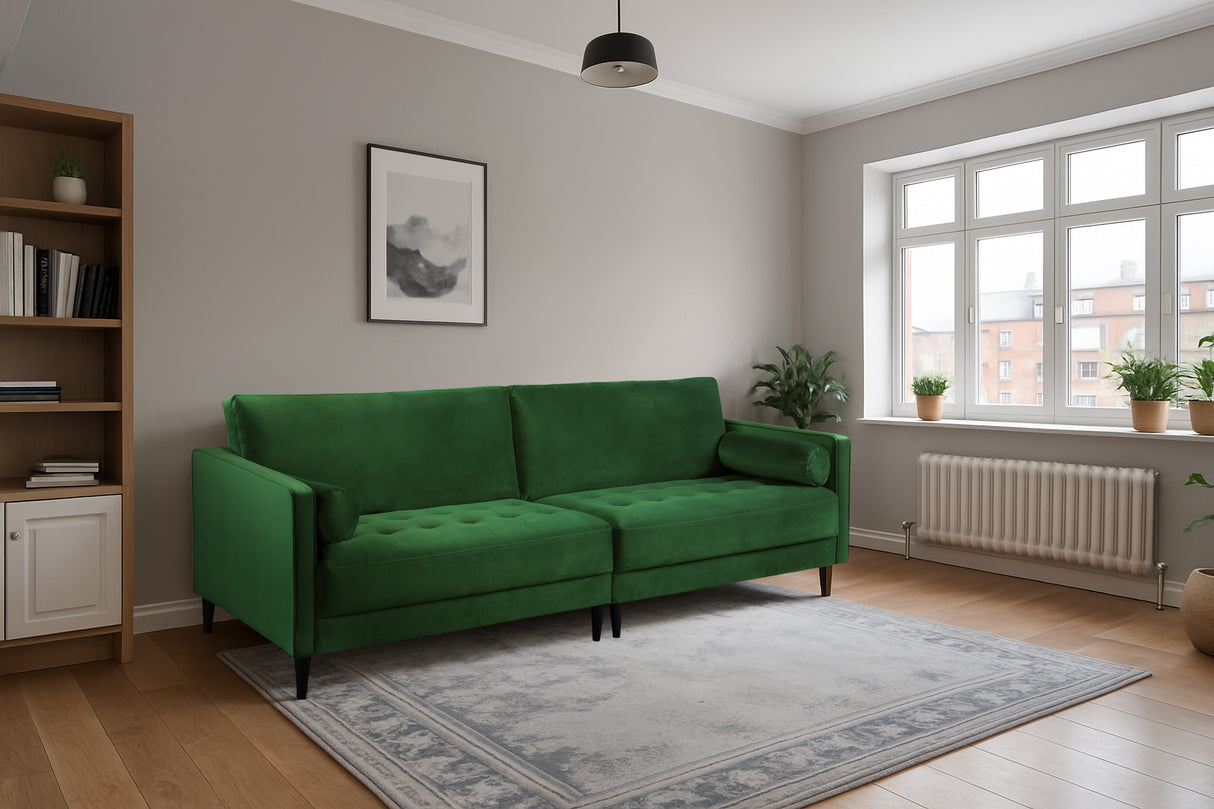 Brooklyn 4 Seat Sofa (available in Plush Velvet Silver, Green, Blue or Beige)