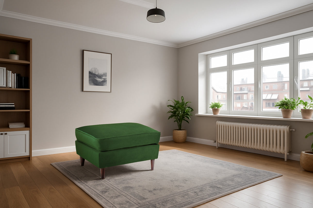 Brooklyn Footstool (available in Plush Velvet Silver, Green, Blue or Beige)