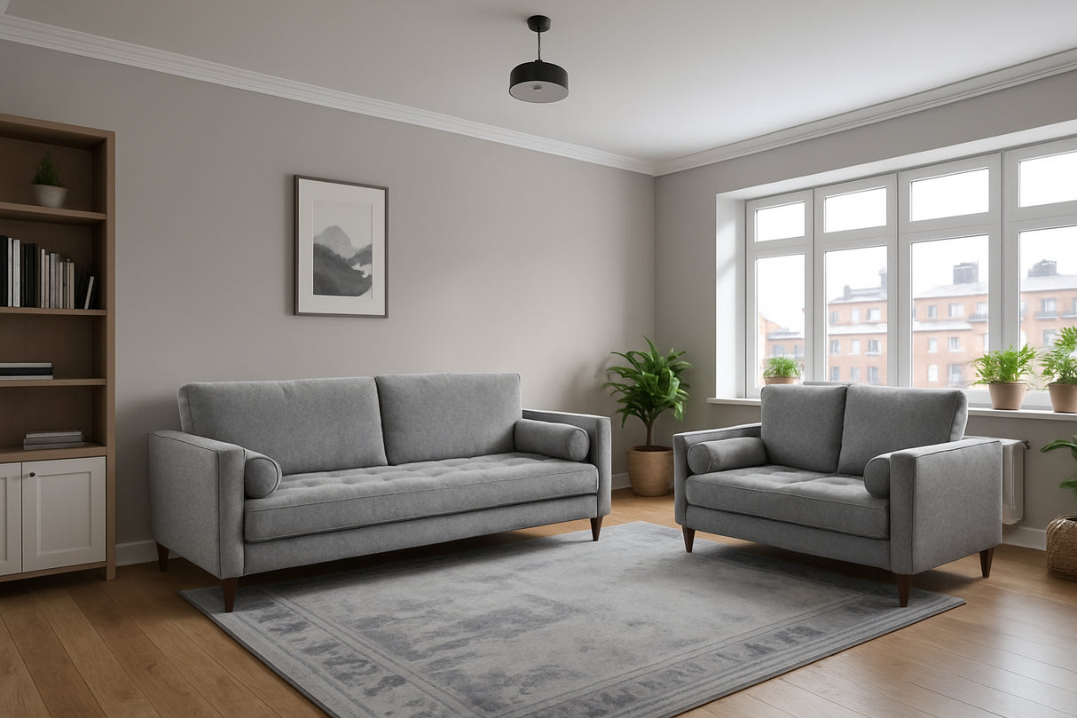 Brooklyn 3 and 2 Seat Sofa Bundle Deal (available in Plush Velvet Silver, Green, Blue or Beige)