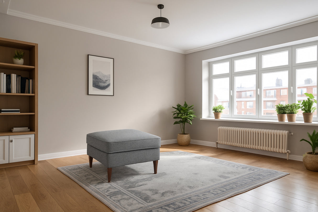 Brooklyn Footstool (available in Plush Velvet Silver, Green, Blue or Beige)