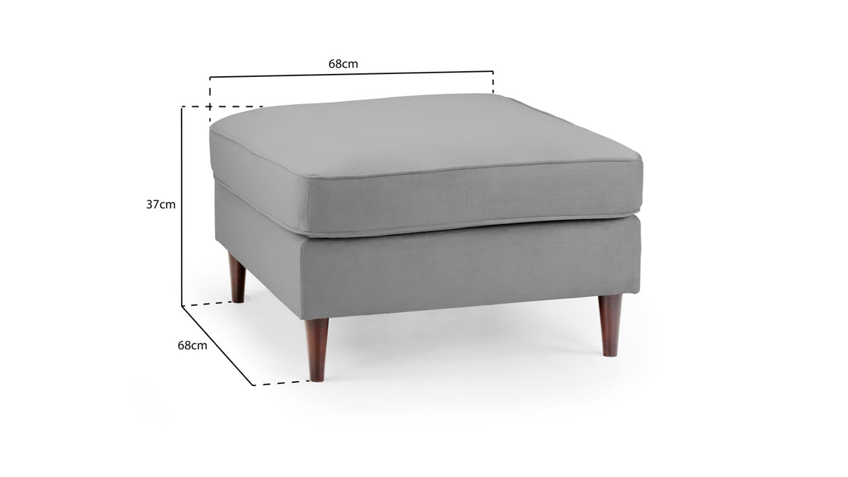 Brooklyn Footstool (available in Plush Velvet Silver, Green, Blue or Beige)