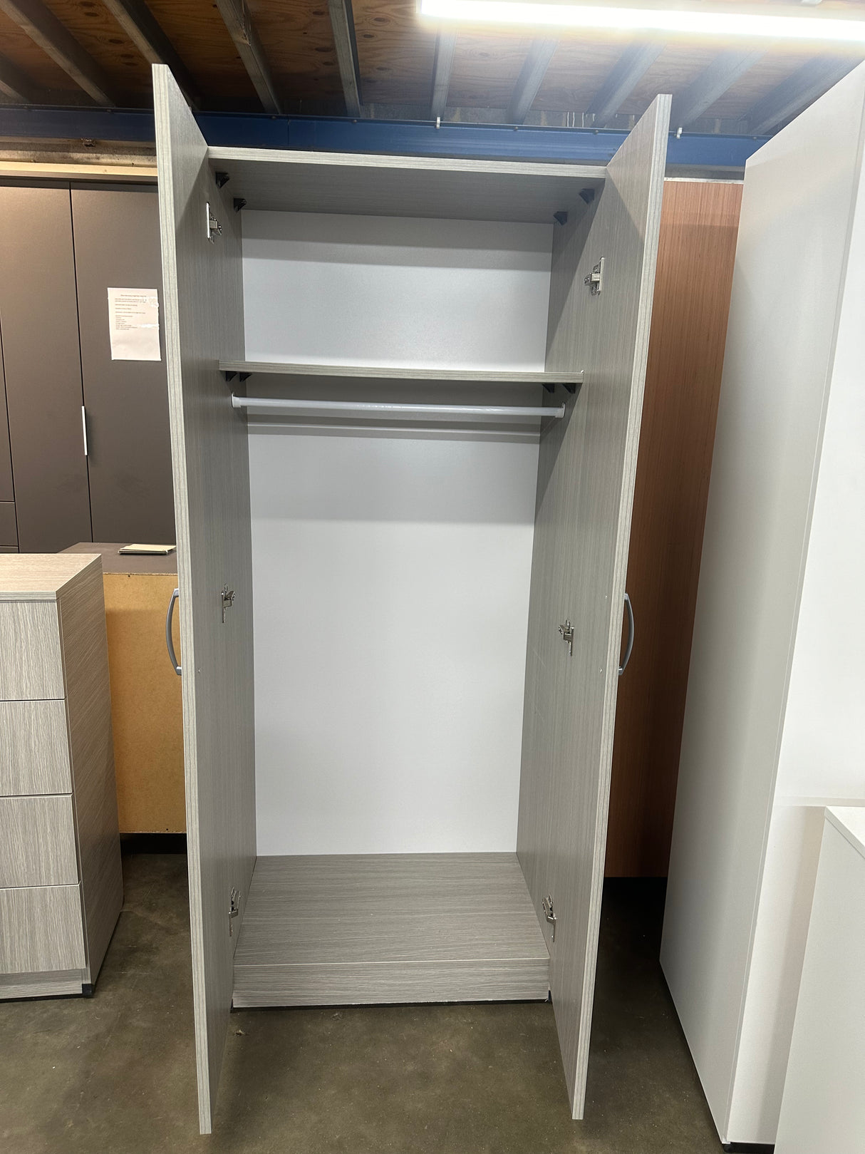 Economy 2 Door Wardrobe (Available in Light Grey, White, Oak or Dark Grey)