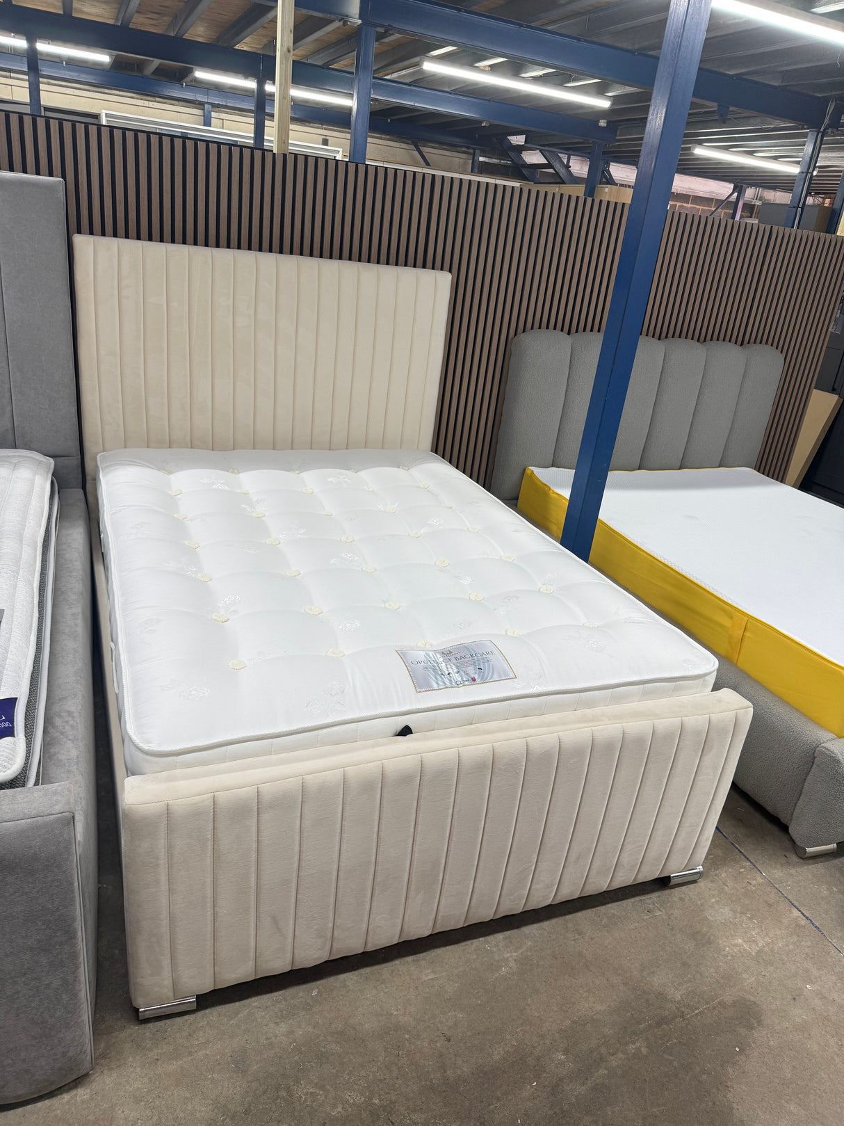 Maya Bed with Storage (Available in Plush Velvet Cream)