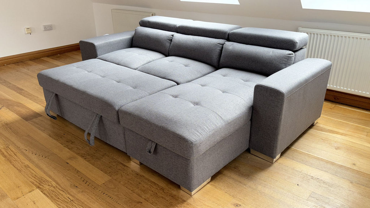 Ariana Corner Storage Sofa Bed with x2 Stools