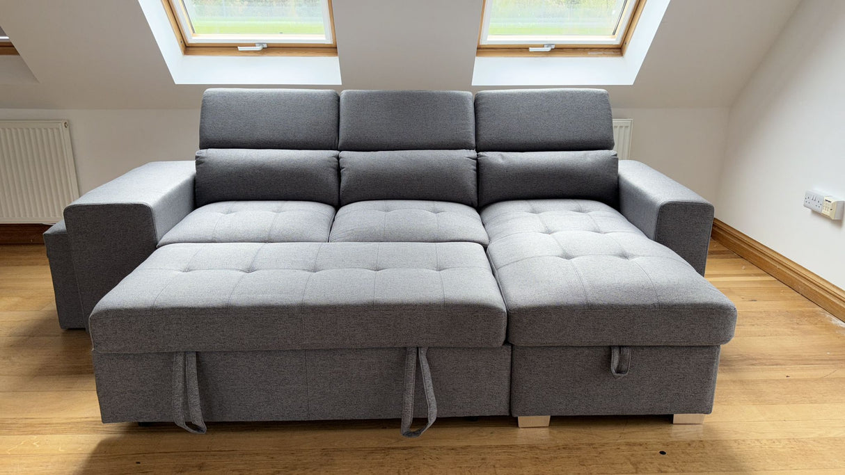 Ariana Corner Storage Sofa Bed with x2 Stools