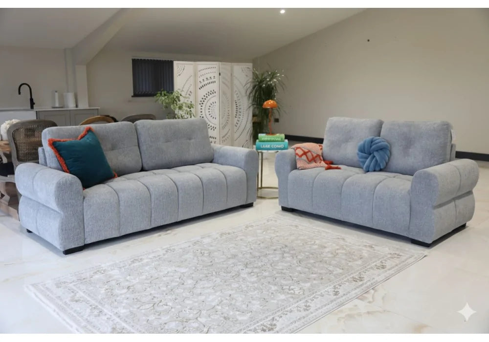 Emelia 3 and 2 Seat Sofa Bundle Deal (Available in Beige or Grey)