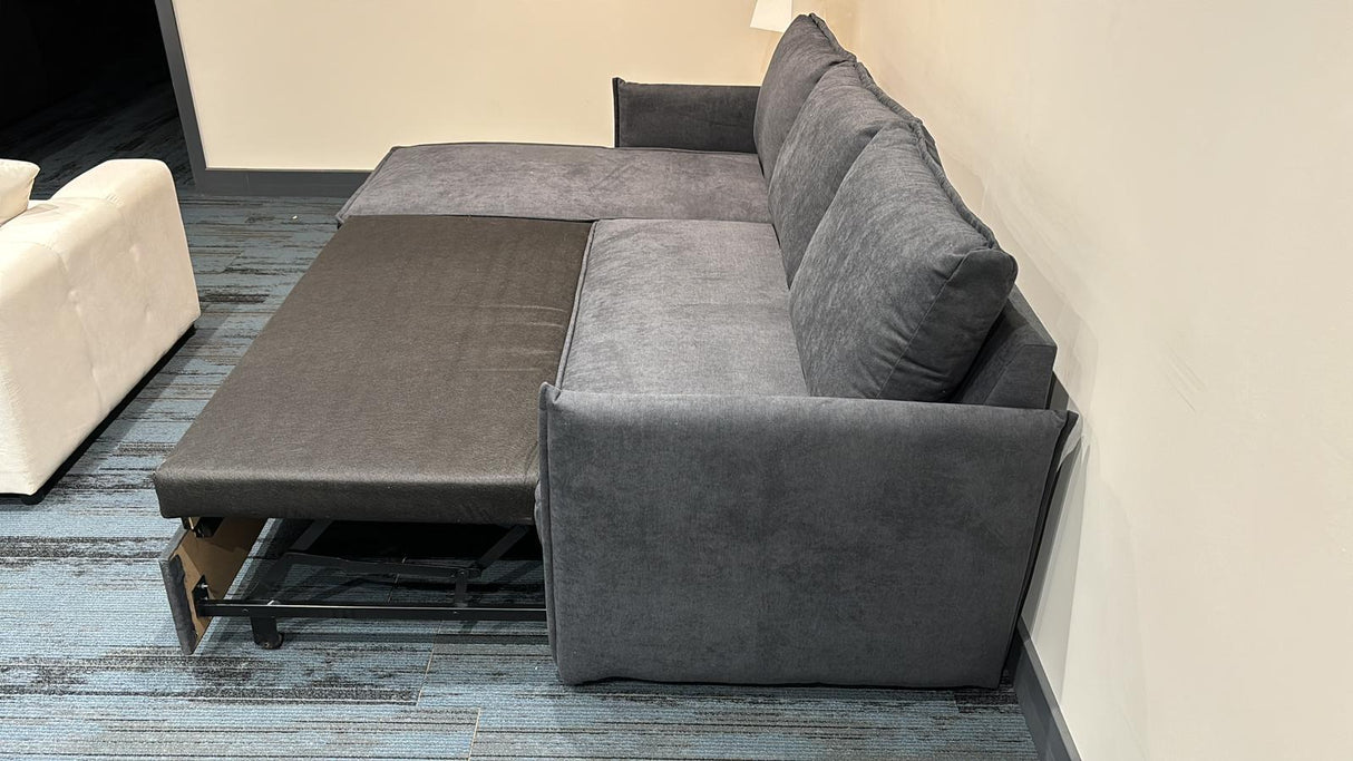 Megan Corner Sofa Bed with Storage (Available in Chenille Teal, Light Grey Dark Grey or Stone)