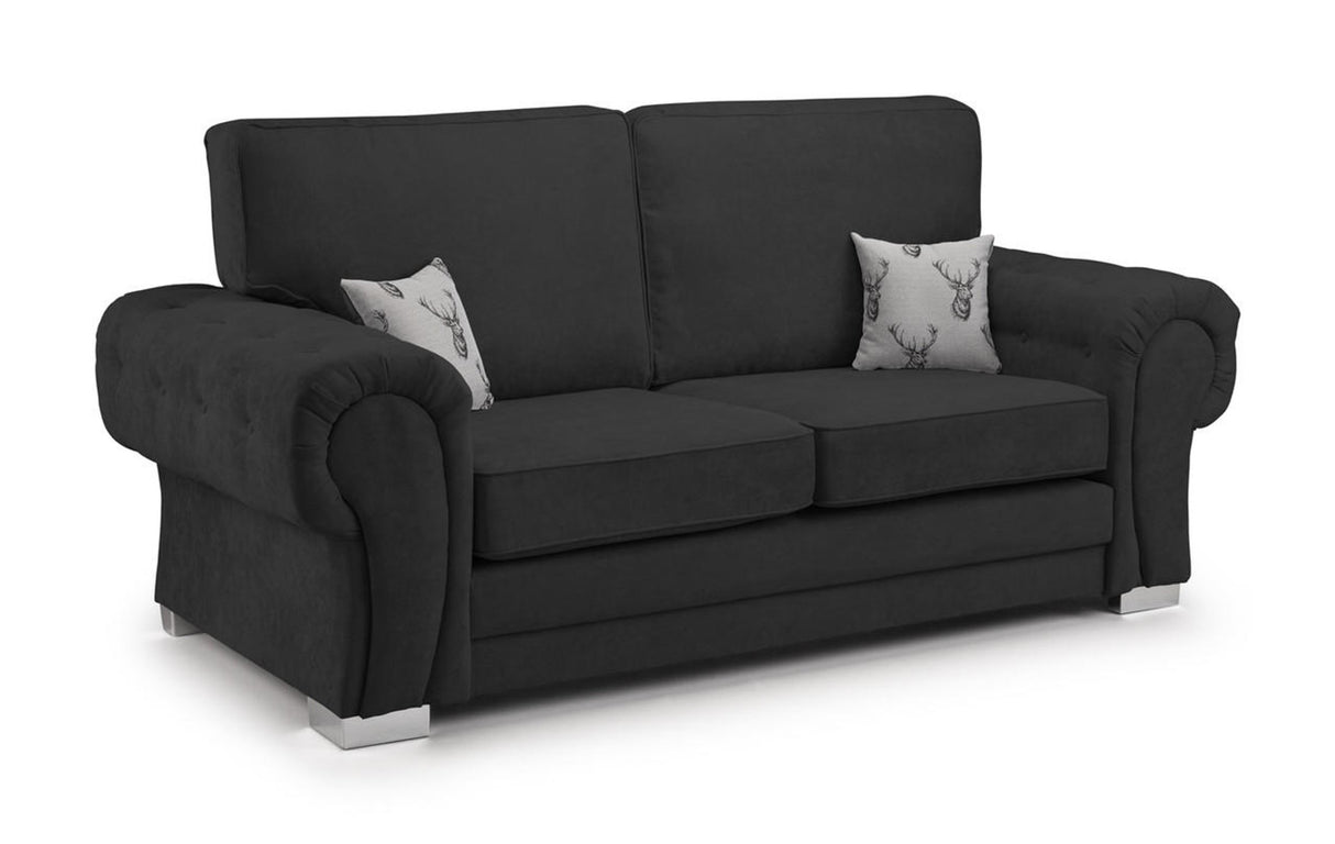 Charlotte 3 Seat Full Back Sofa (Available in Chenille Grey or Black)