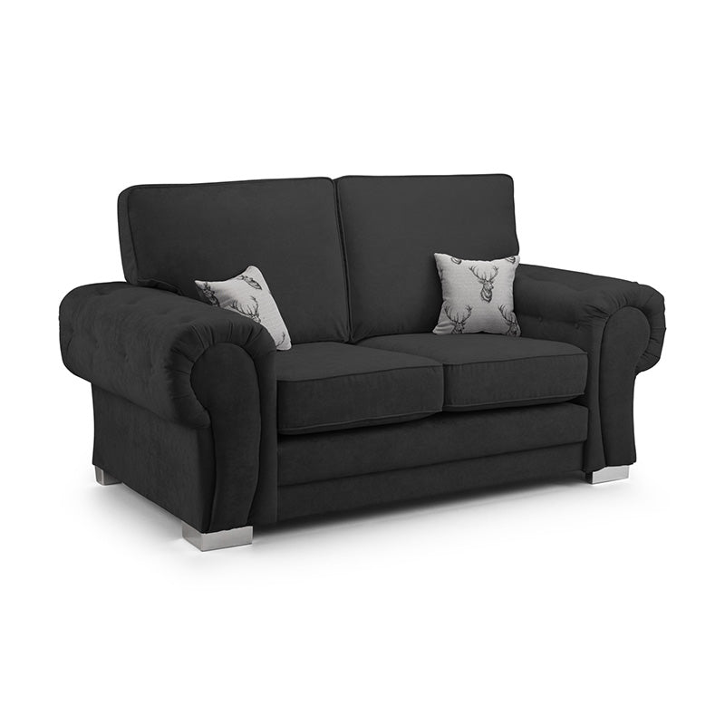 Charlotte 2 Seat Full Back Sofa (Available in Chenille Grey or Black)