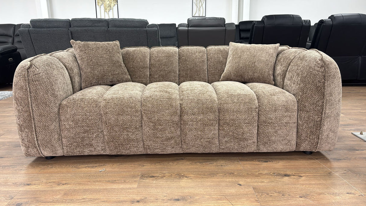 Veneto 3 Seat Sofa (Available in Chenille Olive, Beige, Grey or Brown)