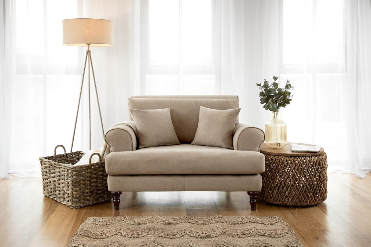 Caprice Armchair Sofa (Available in Linen Beige or Grey)