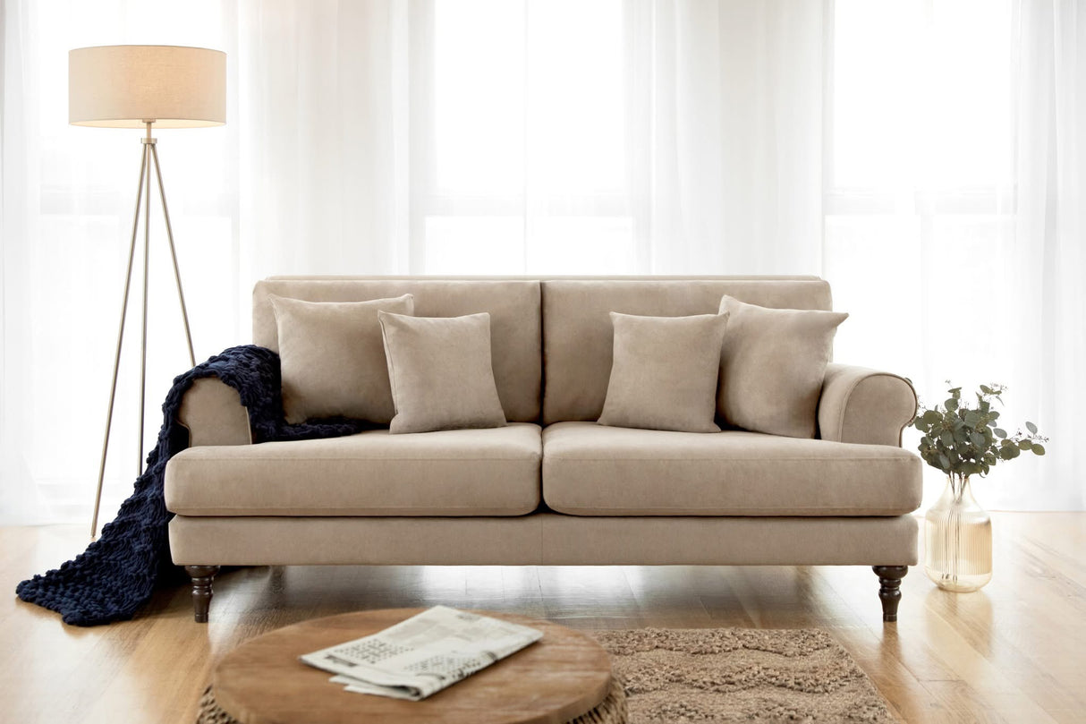 Caprice 3 Seat Sofa (Available in Linen Beige or Grey)