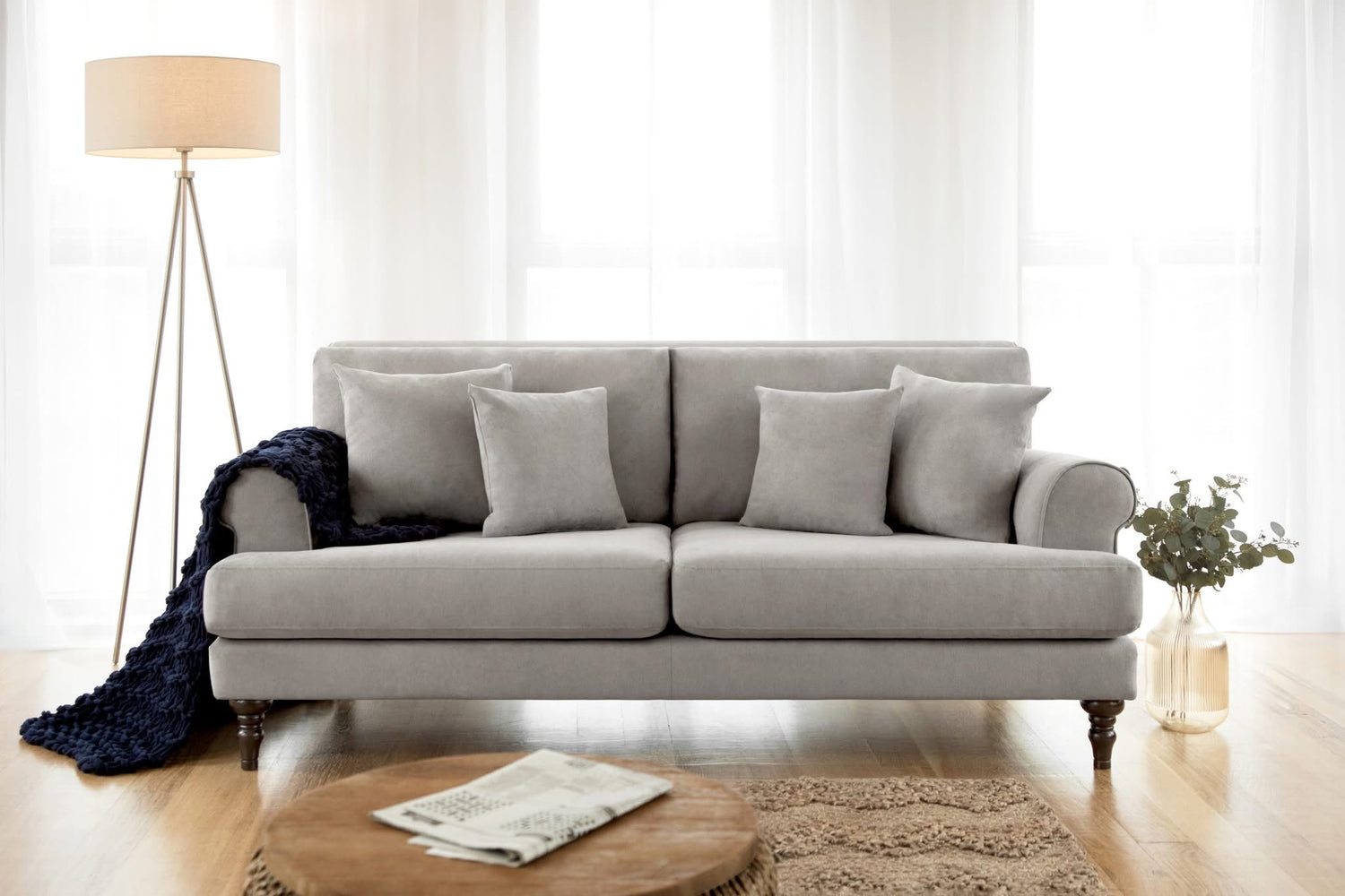 Caprice Sofa 3 and 2 Seat Sofa Bundle Deal (Available in Linen Beige or Grey)