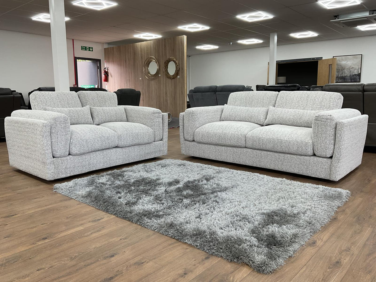 Puglia 3 and 2 Seat Sofa Bundle Deal (Available in Tweed Beige or Grey)