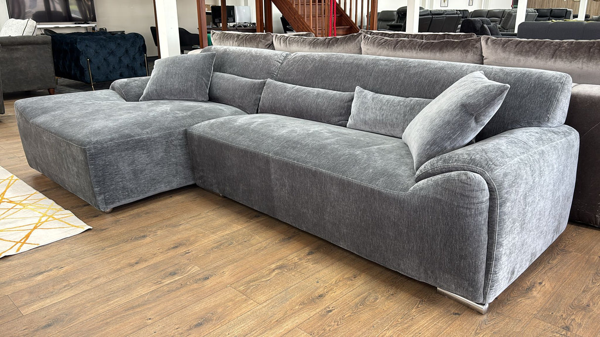 Madrid Corner Sofa (Available in Chenille Charcoal or Ivory)|