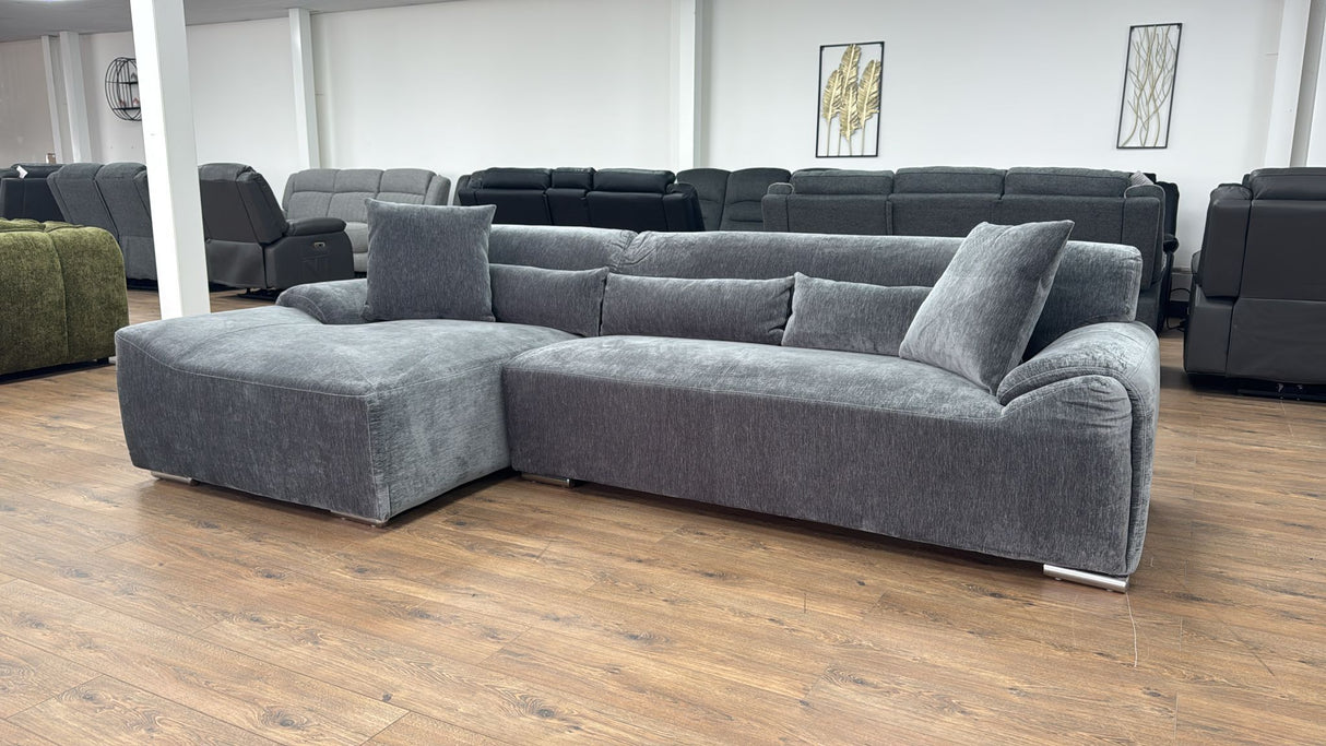 Madrid Corner Sofa (Available in Chenille Charcoal or Ivory)|