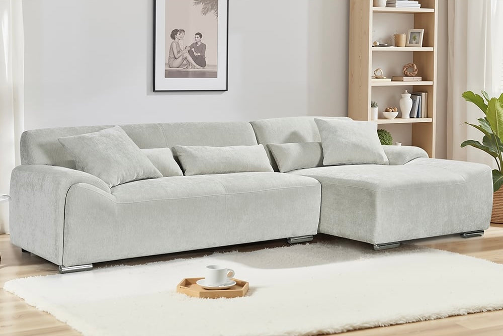 Madrid Corner Sofa (Available in Chenille Charcoal or Ivory)|