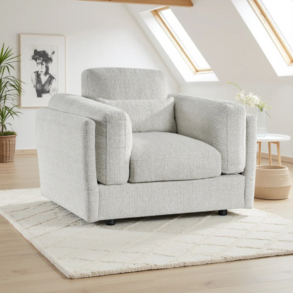 Puglia Armchair Sofa (Available in Tweed Beige or Grey)