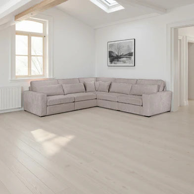 Lola Large Corner Modular Sofa (Available in Chenille Ivory, Mocha or Grey)