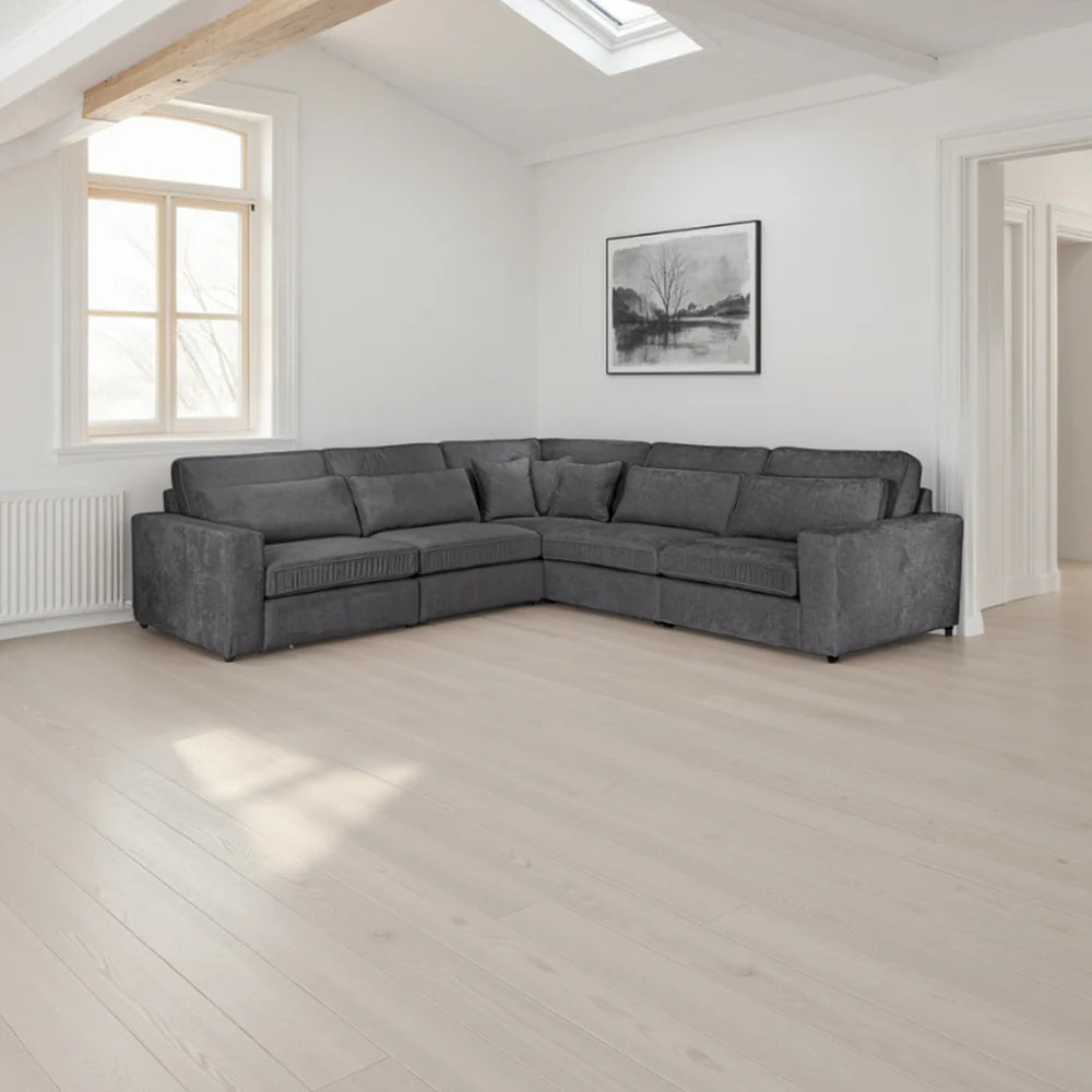 Lola Large Corner Modular Sofa (Available in Chenille Ivory, Mocha or Grey)