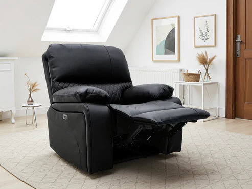Pentagon Armchair Electric Recliner Sofa (Available in Leather Grey or Black)