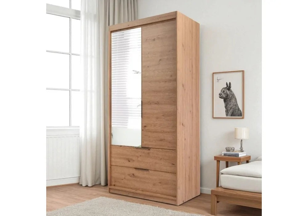 103cm Missouri Door Wardrobe with Drawers (Available in Artisan Oak or White)