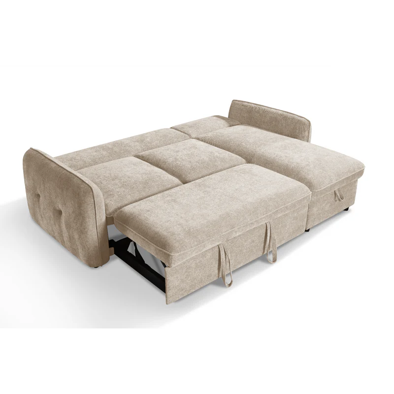 Samara Corner Sofa Bed with Storage (Available in Chenille Grey, Brown, Beige or Green)