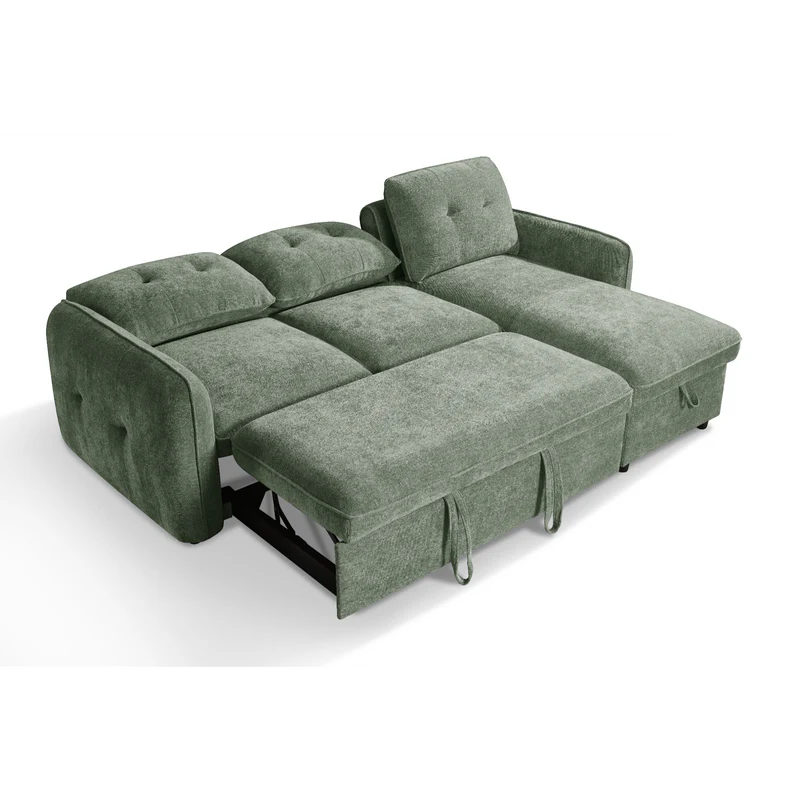 Samara Corner Sofa Bed with Storage (Available in Chenille Grey, Brown, Beige or Green)