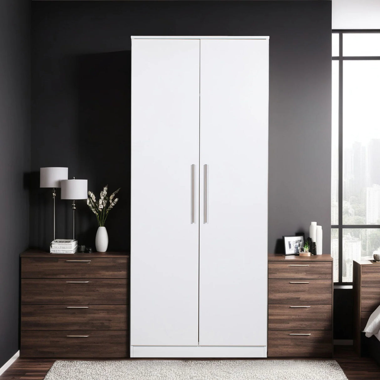 Elemental 2 Door Wardrobe (Available in White or Grey)