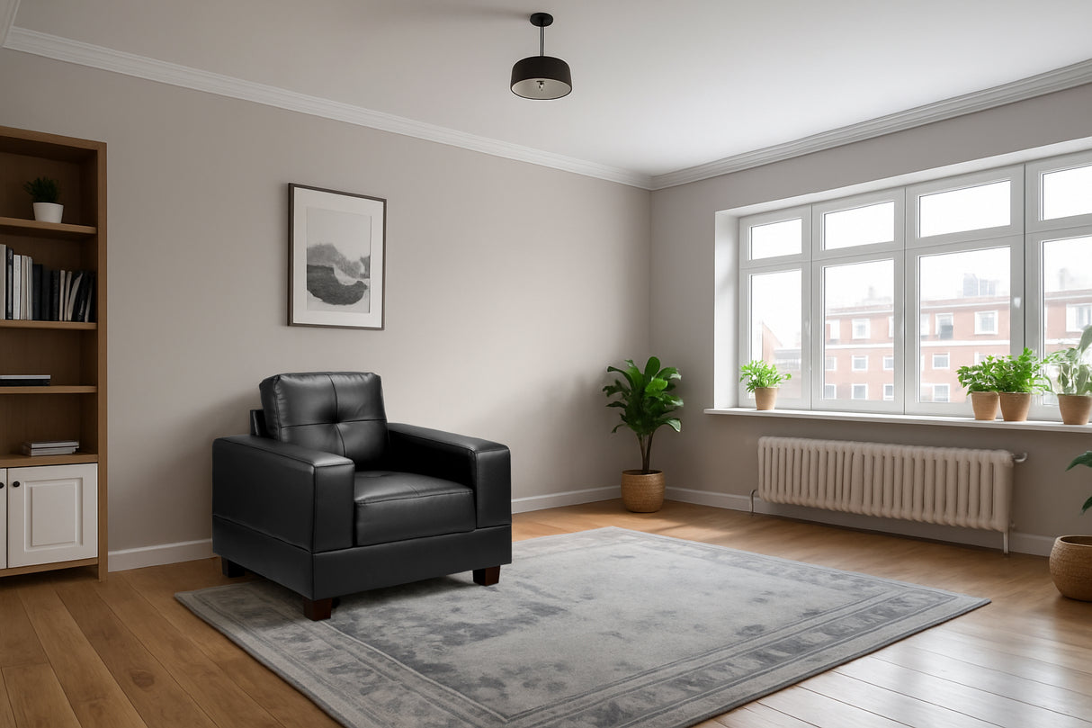 Alba Armchair Sofa (Available in PU Leather Black or Linen Grey)