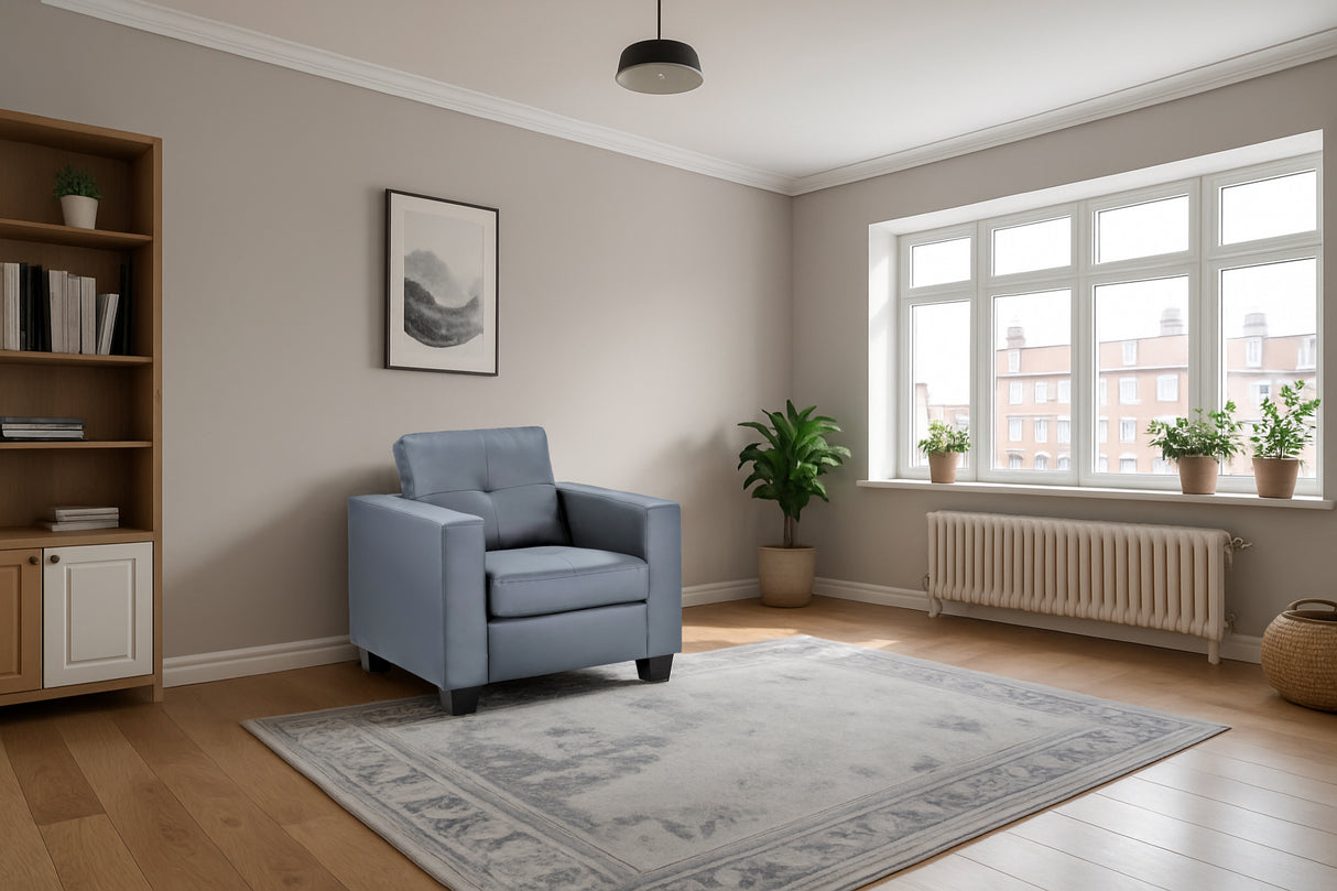 Alba Armchair Sofa (Available in PU Leather Black or Linen Grey)